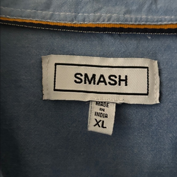 Smash floral button down short sleeves pocket front shirt men’s size XL blue - Picture 5 of 10